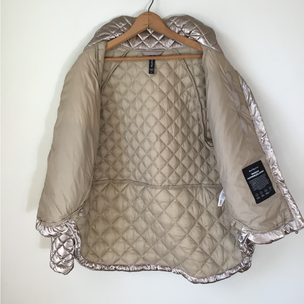 Athleta Whisper Featherless Quilted Metallic Gold Jacket - Picture 4 of 8
